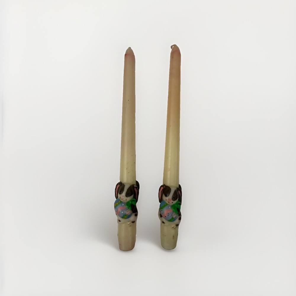 Easter Bunny Taper Wax Candles Set of 2 10" C8157 Easter Eggs Spring Decor